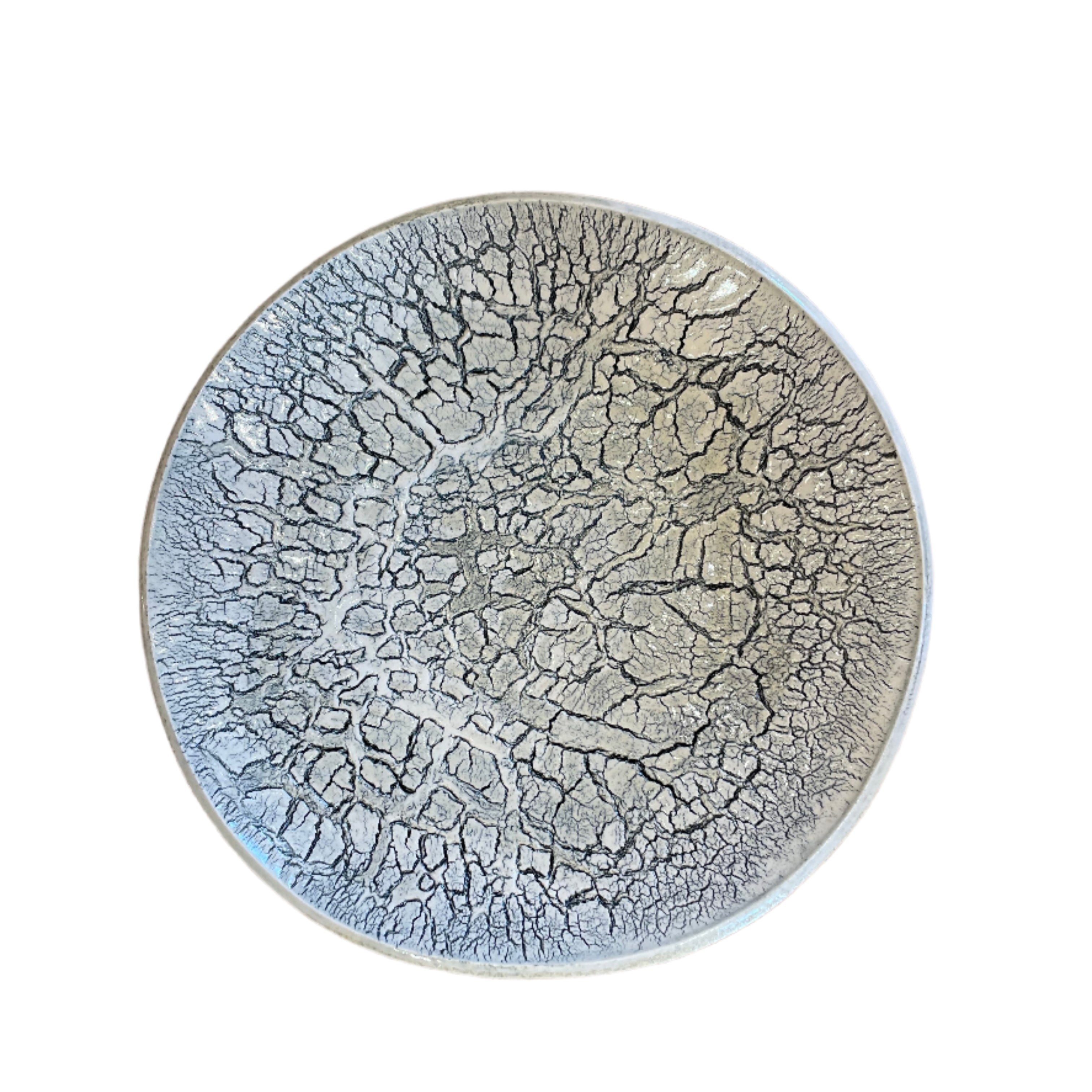 Small Green Crackle Plate in Beige