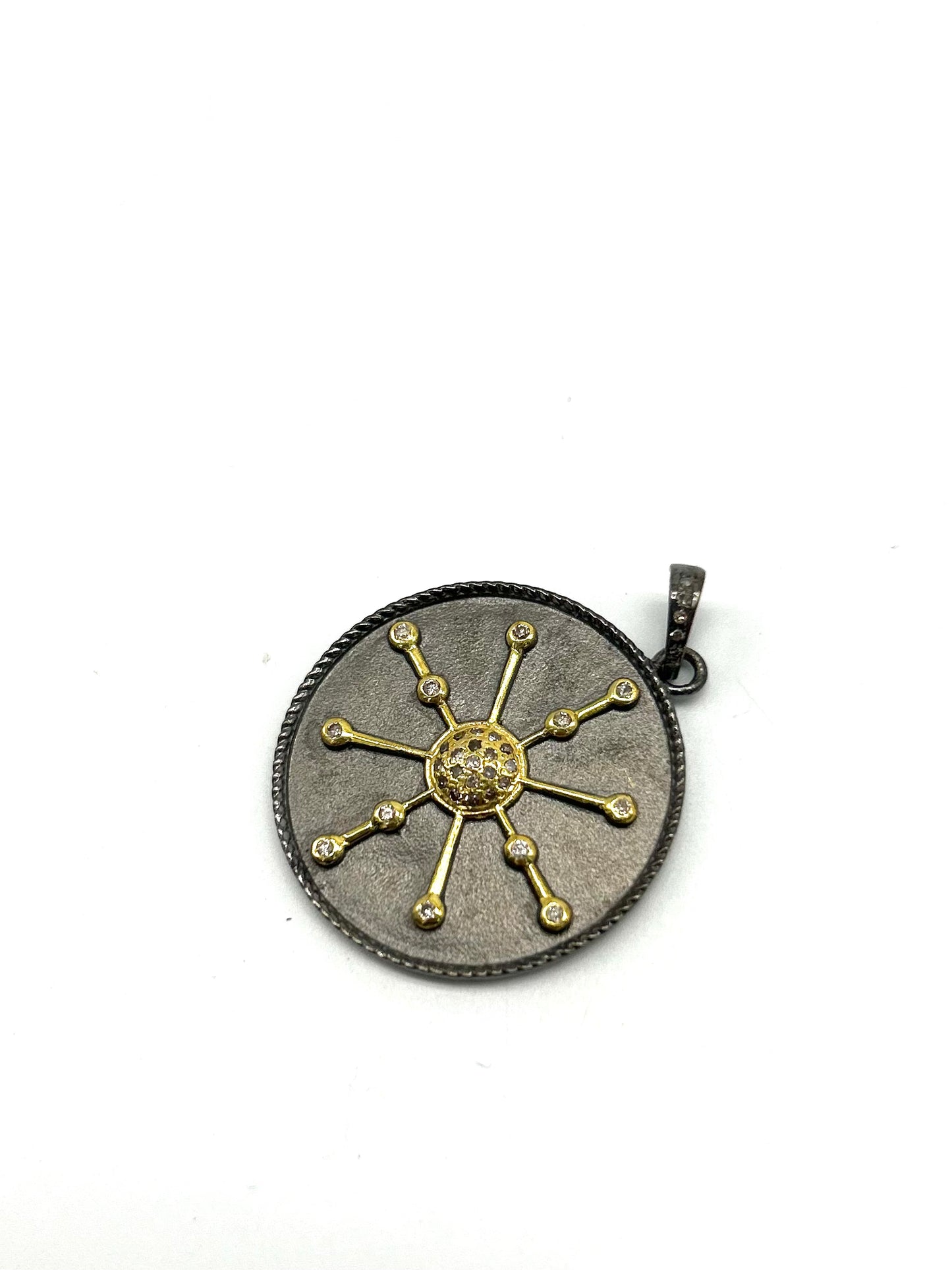oxidized star charm with gold and diamonds