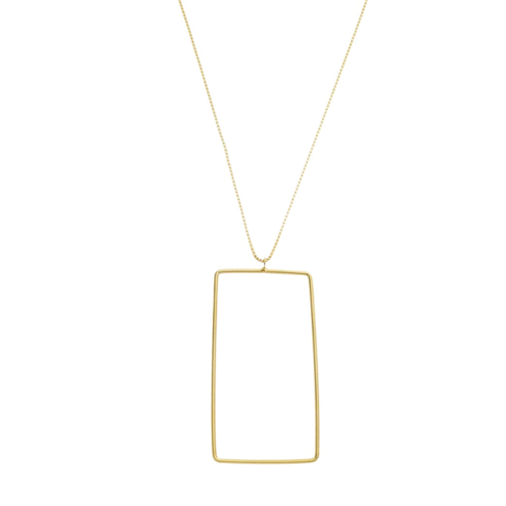 22'' Large Rectangular 18K Gold Plated Necklace