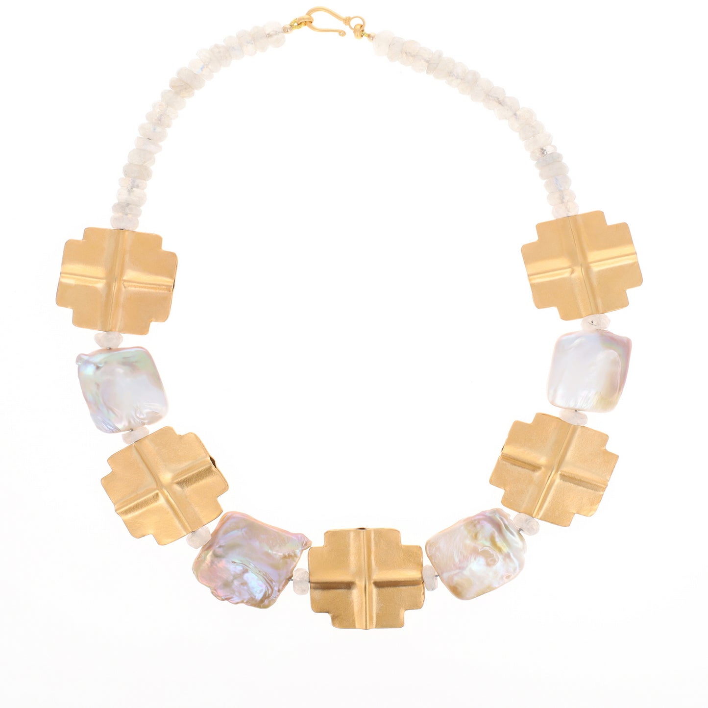 Large MultiPearl and Cross Necklace