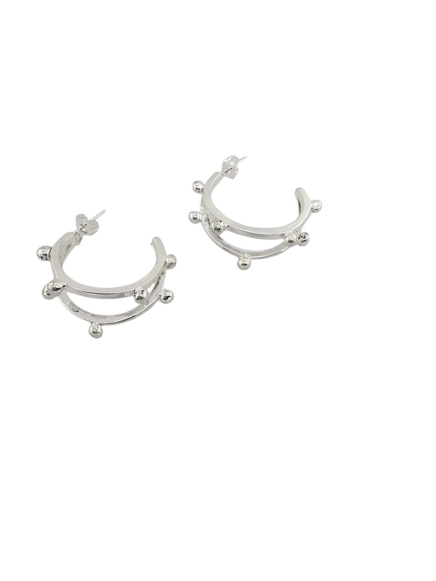 Sterling Silver Lunar Dot Hoops