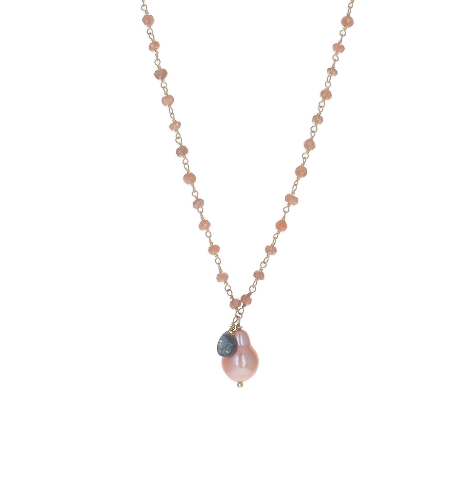 Moonstone and Sapphire Necklace with Pearl