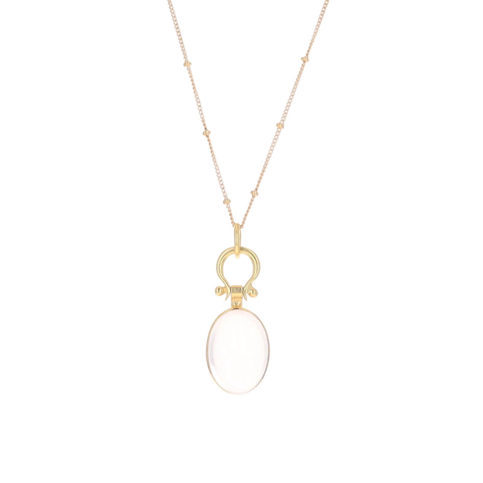 Moonstone Oval Clasp Charm Necklace