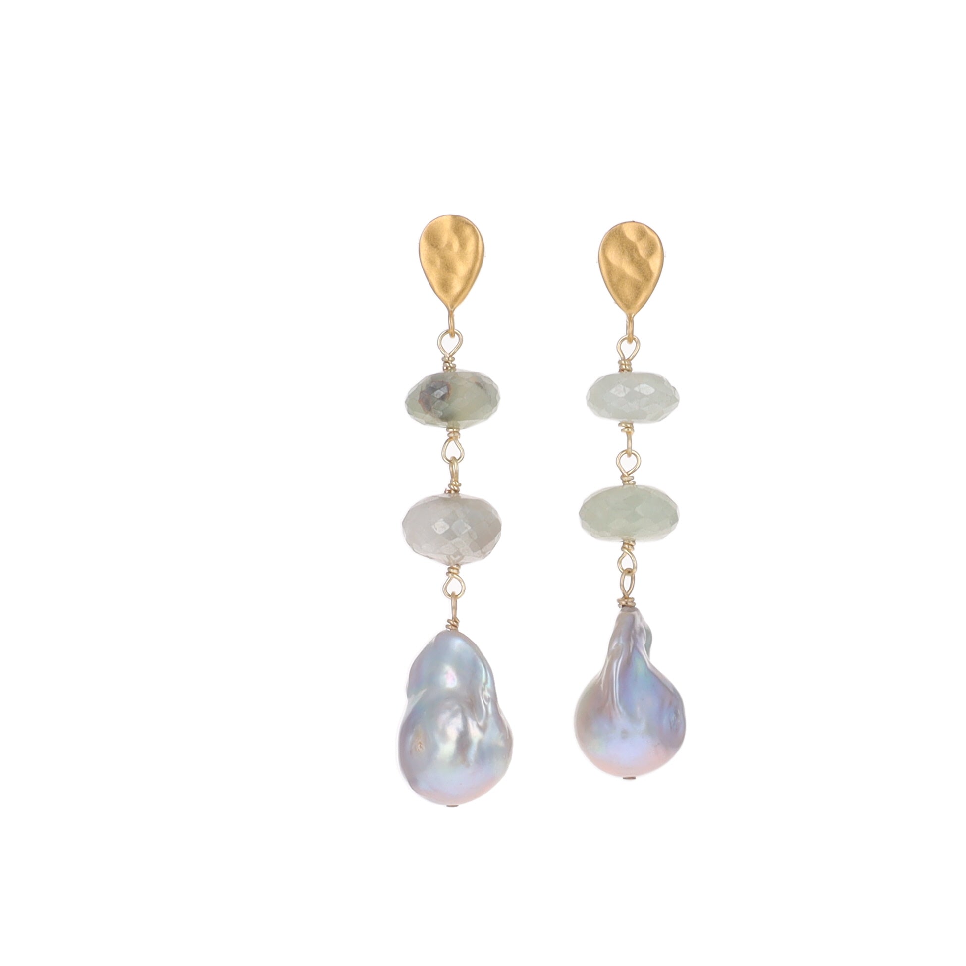 Large Baroque Pearls and Moonstone Drop Earrings