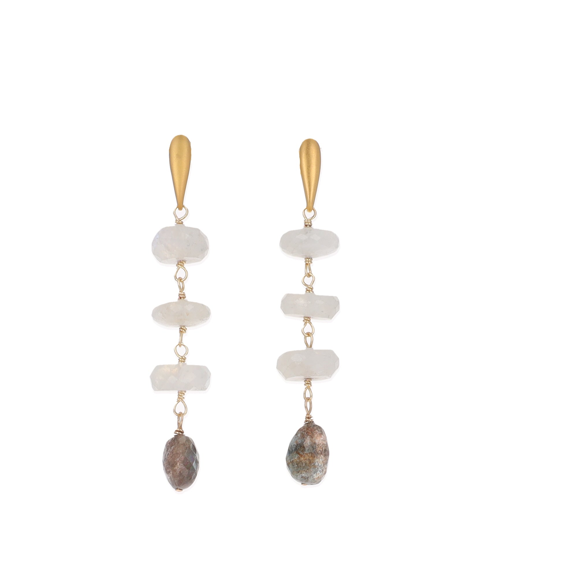 Large Moonstone and Aquamarine Drop Earrings