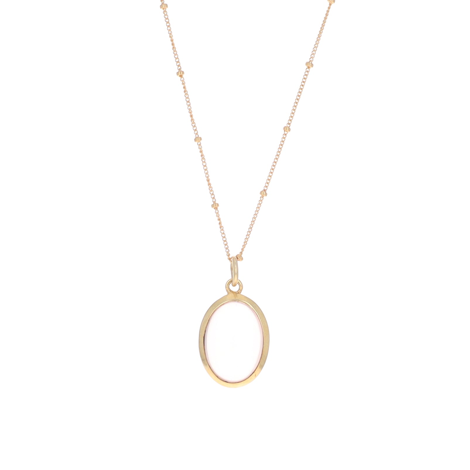 Gold Oval Quartz Pendent neklace