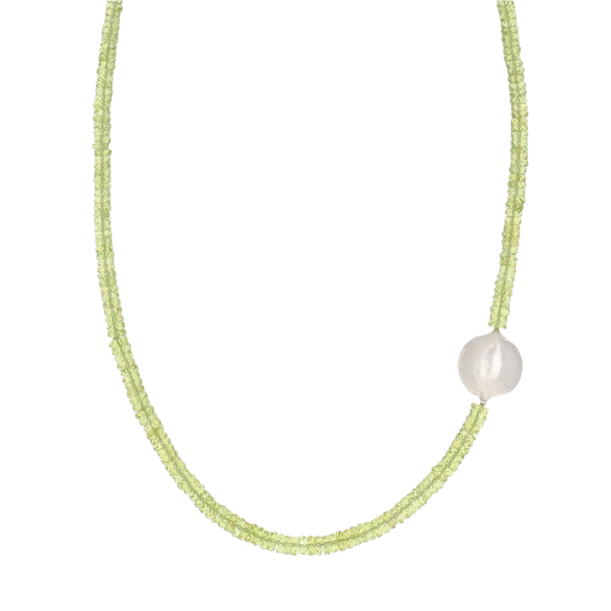 Peridot and Sterling Silver Pod Bead Necklace