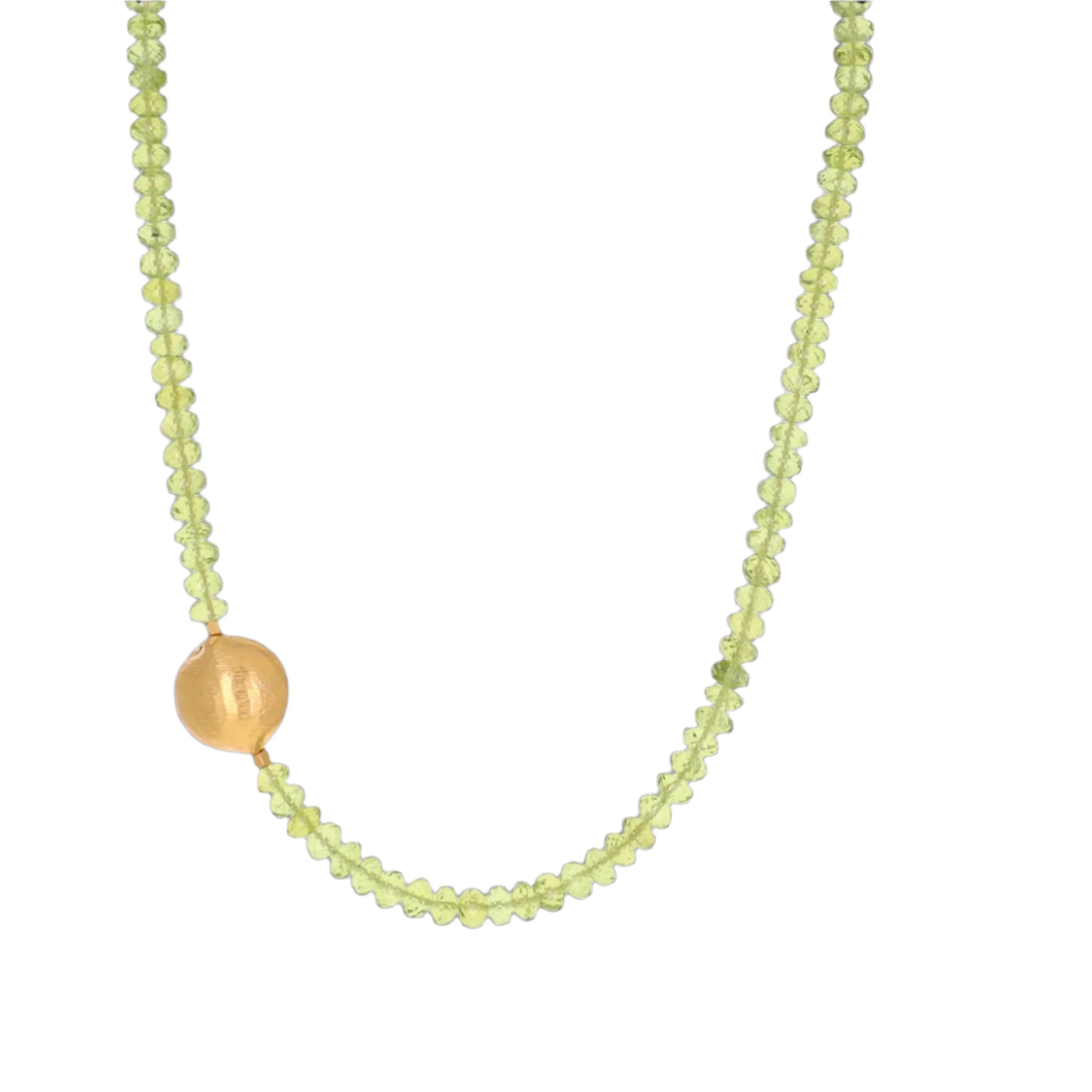 Peridot and Gold Pod Bead Necklace