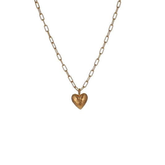 Gold Puffy Heart Necklace