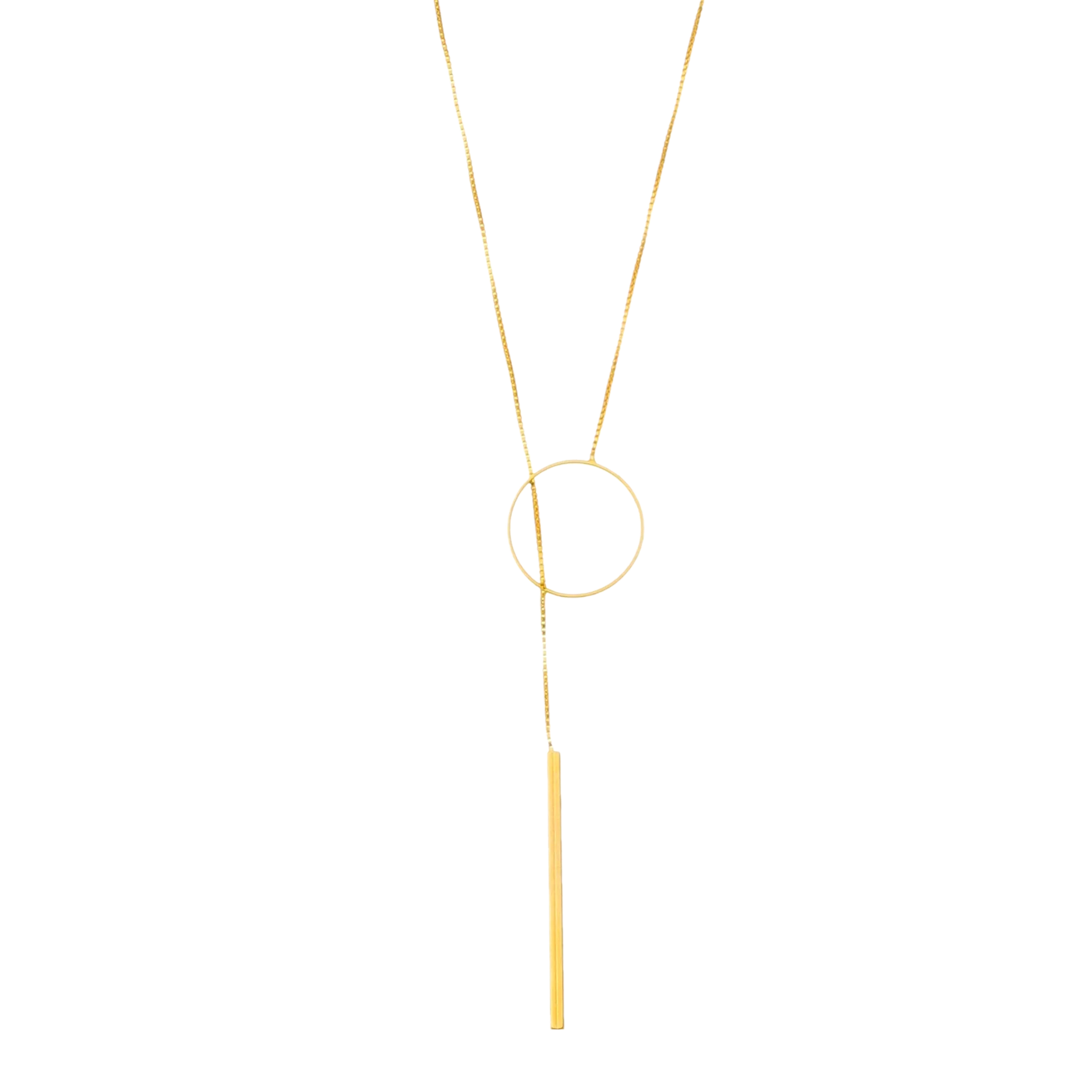 Gold Plated Necklace with Large Circle