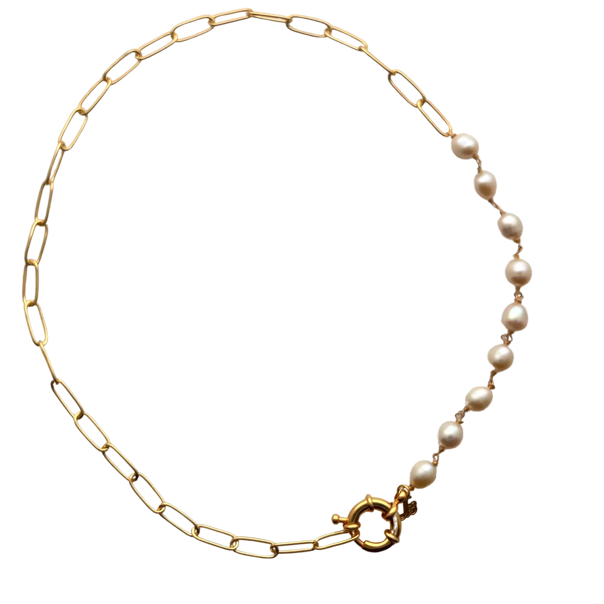 18" Paperclip Chain with Freshwater Pearls