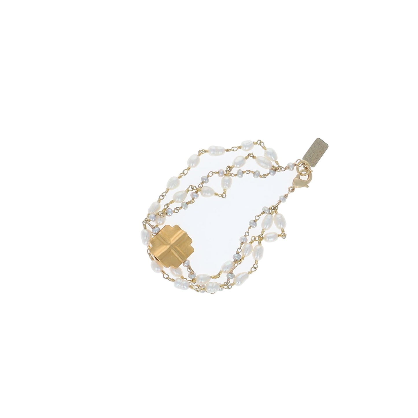 Sapphire and Equilateral Cross Triple Strand Bracelet