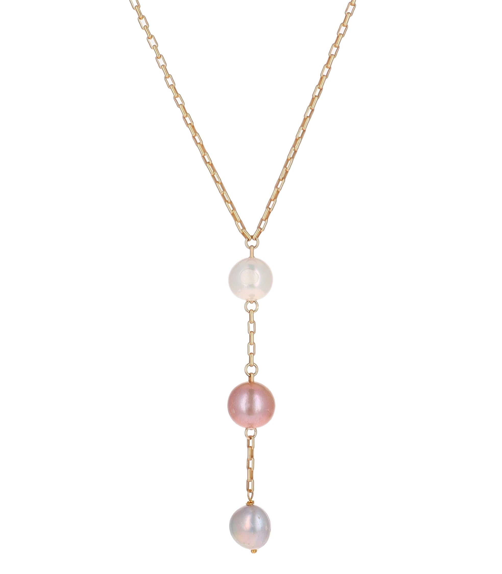 Satin Gold Chain with Drop Multi Pearls