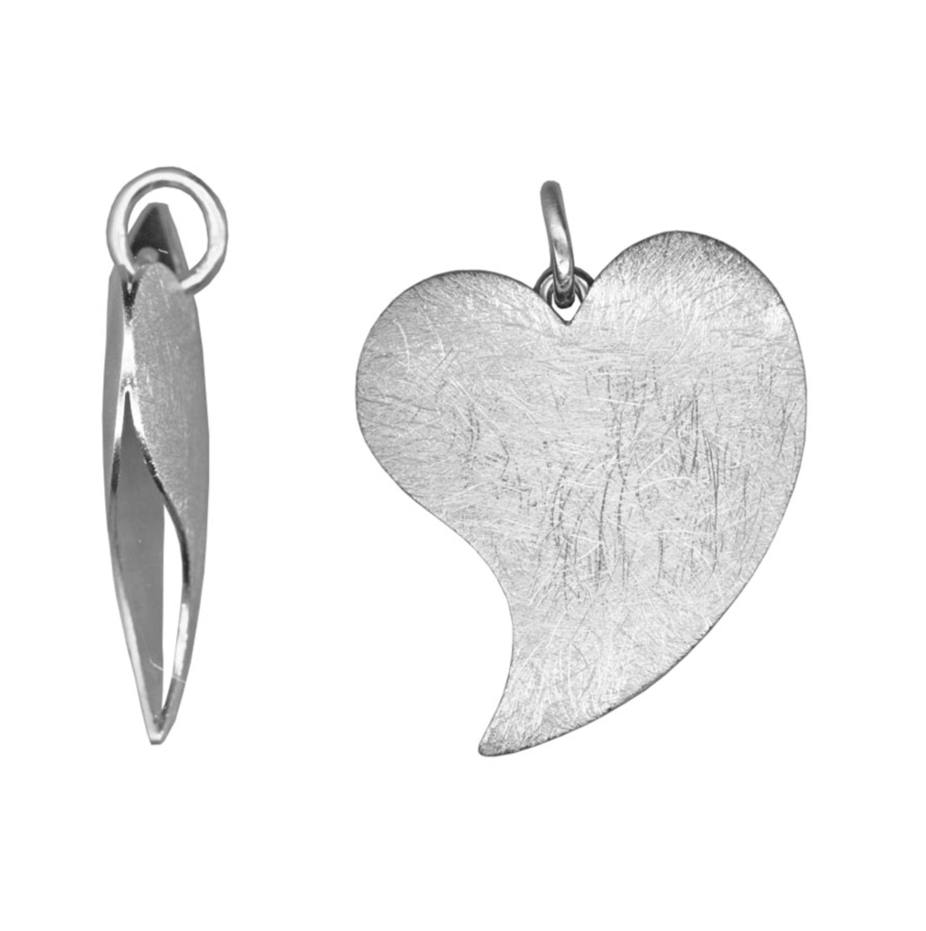 Textured Heart Charm Sterling Silver