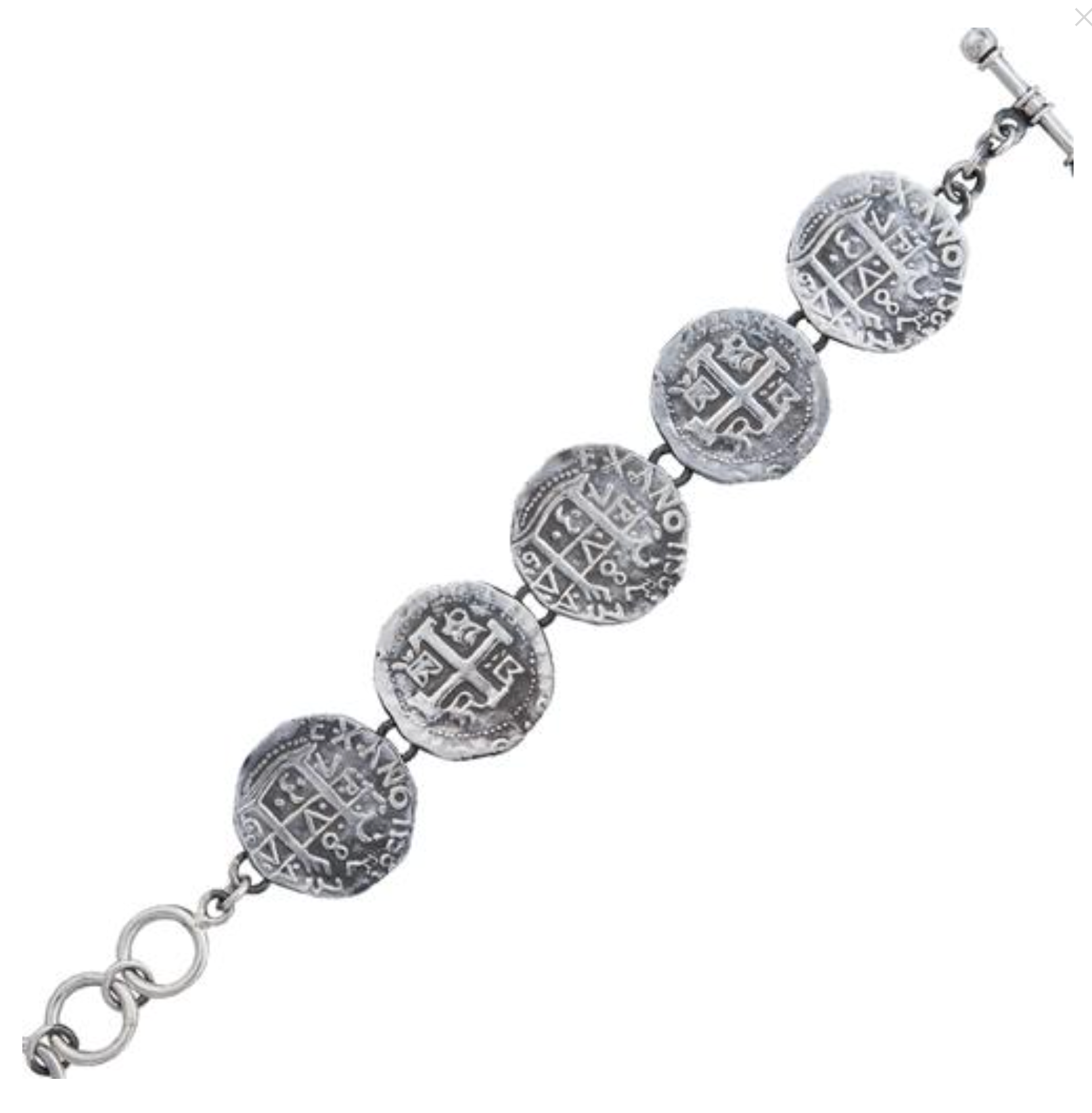 Large Coin Mixed Bracelet Sterling Silver