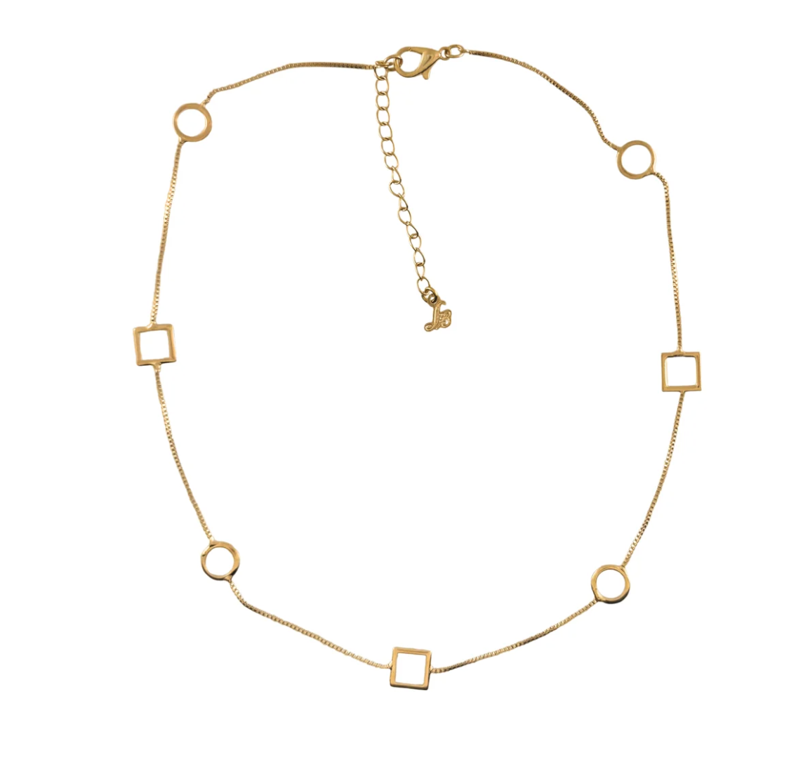 16'' "Square/ Circle" 18K Gold Plated Chain