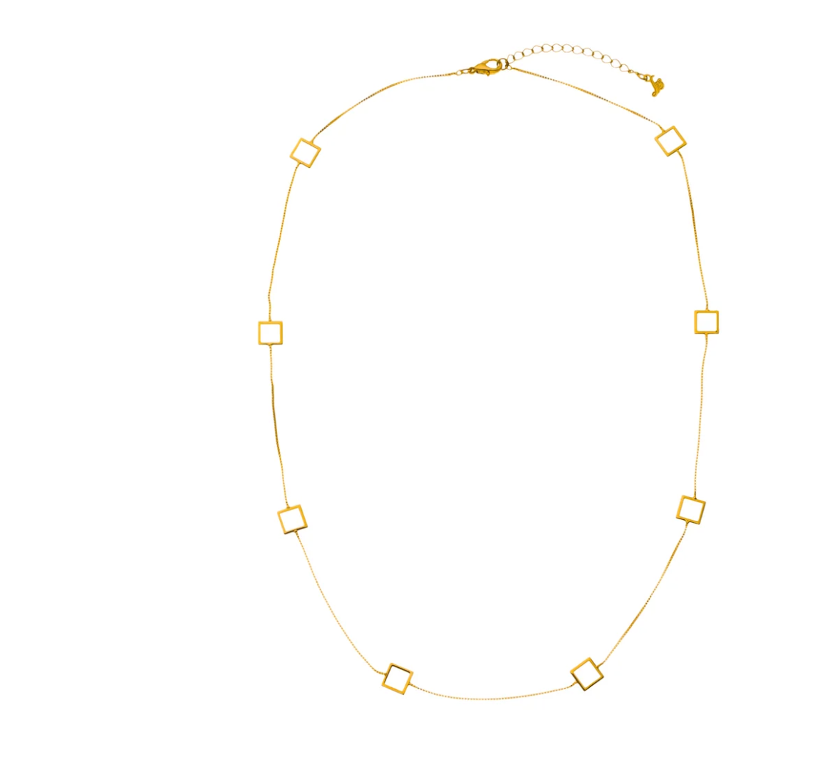 18K Gold plated Chain with "Squares" design