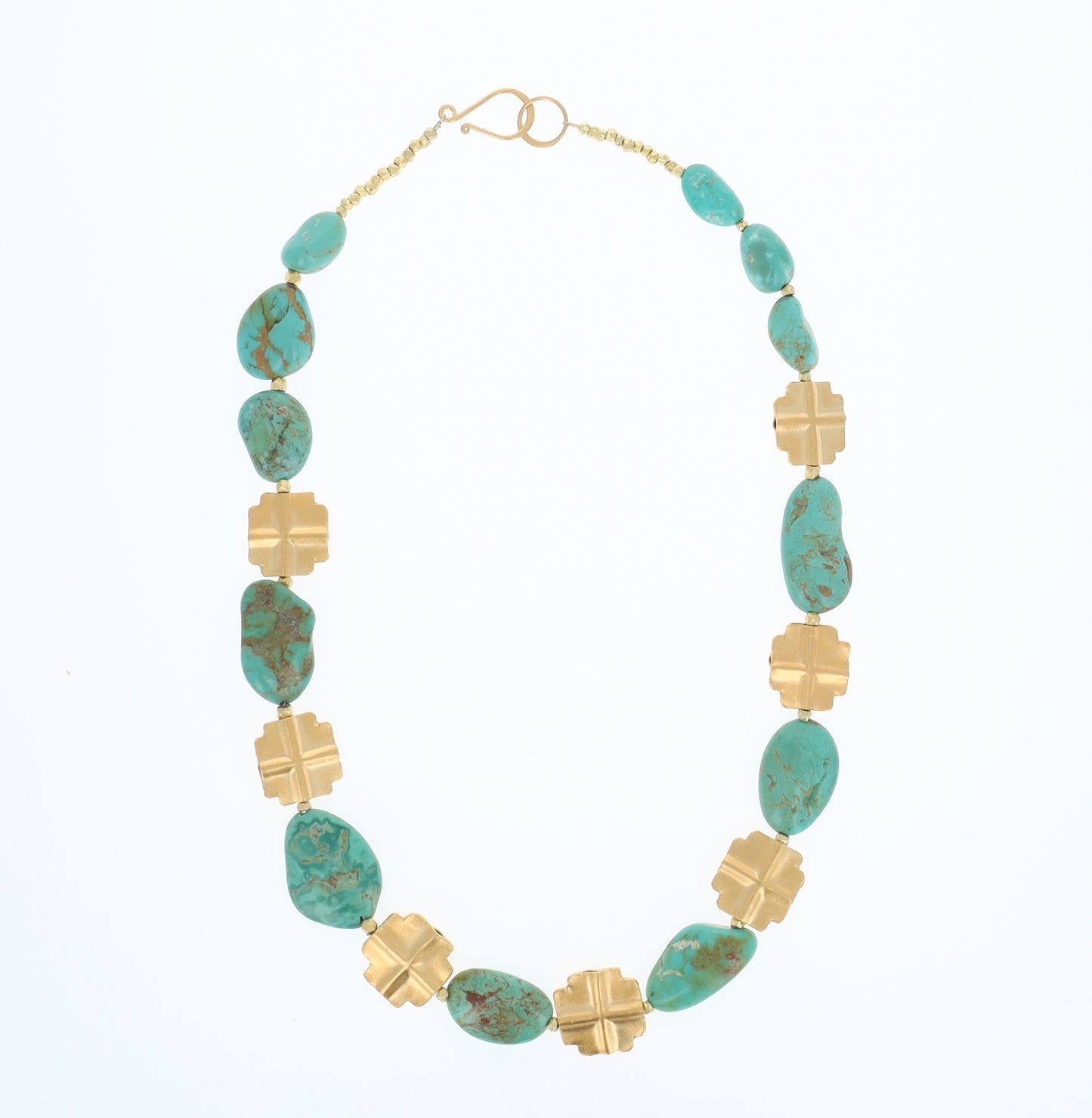 Kingman Turquoise and Equilateral Cross Necklace