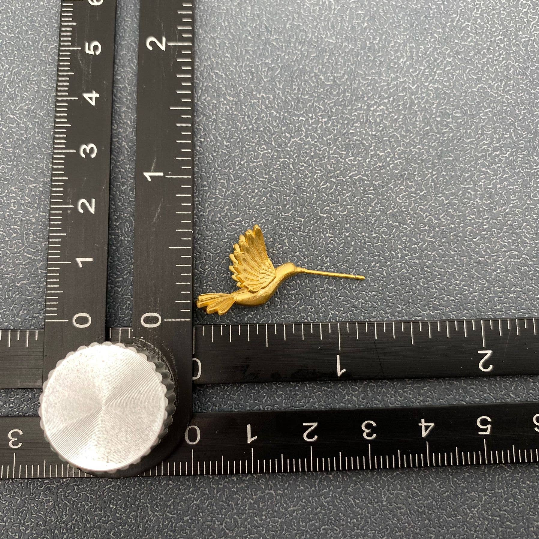 18K Gold Plated Hummingbird Ear Studs: Golden
