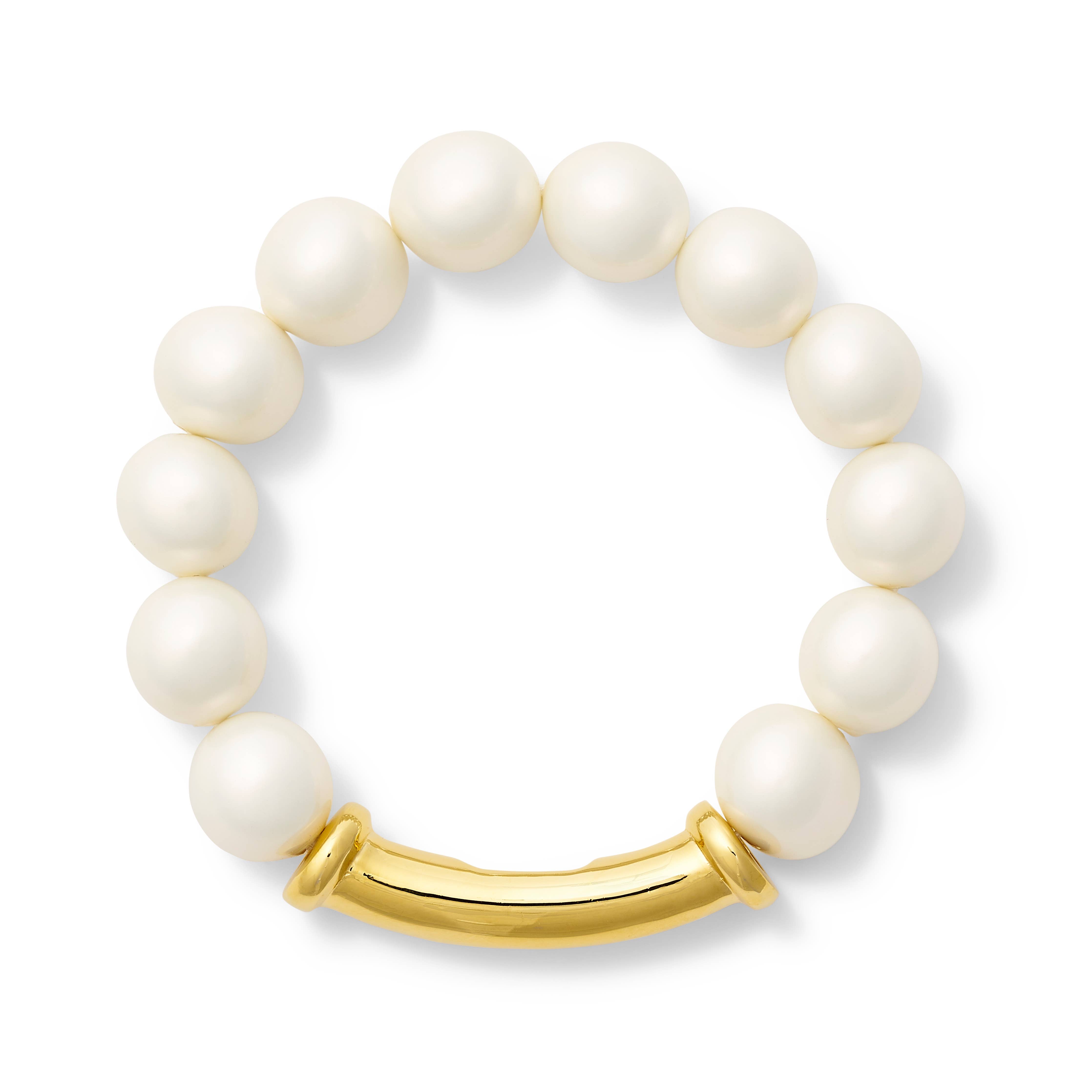 Medium Pebble Pearl Stacking Bracelet — White