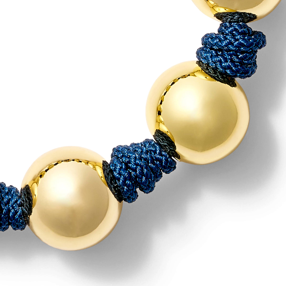 The Knotty Pearled Bracelet ~ Gold: Navy / 7 1/2"