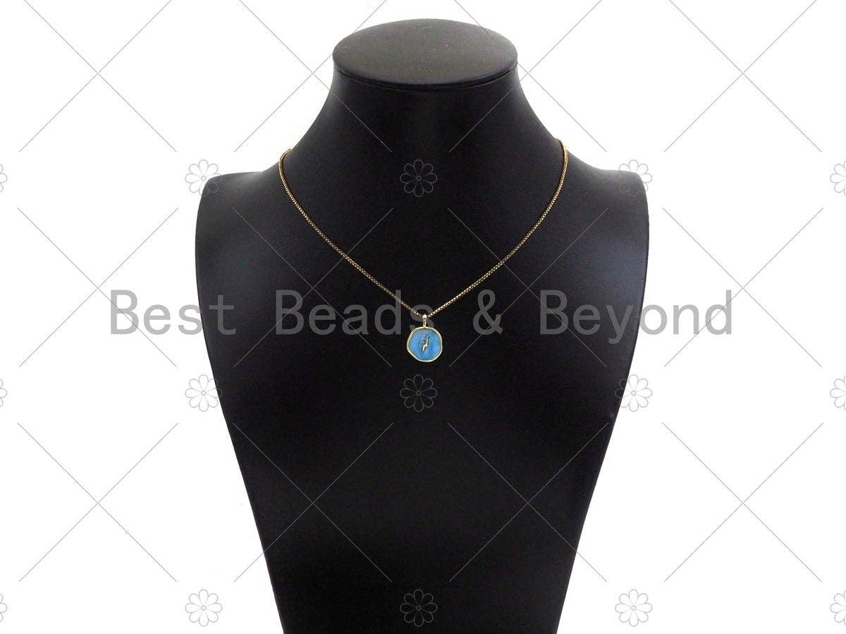Gold Colorful Enamel Moon Star Heart On Round Coi Black / 1pc