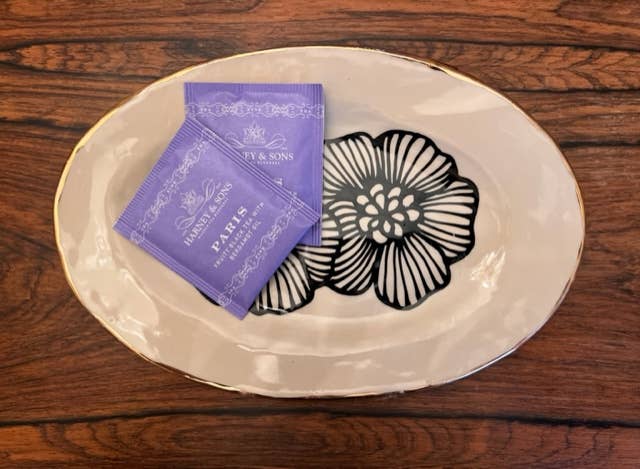 Handmade Floral Ceramic Petite Platter Tray w/ 22K Gold