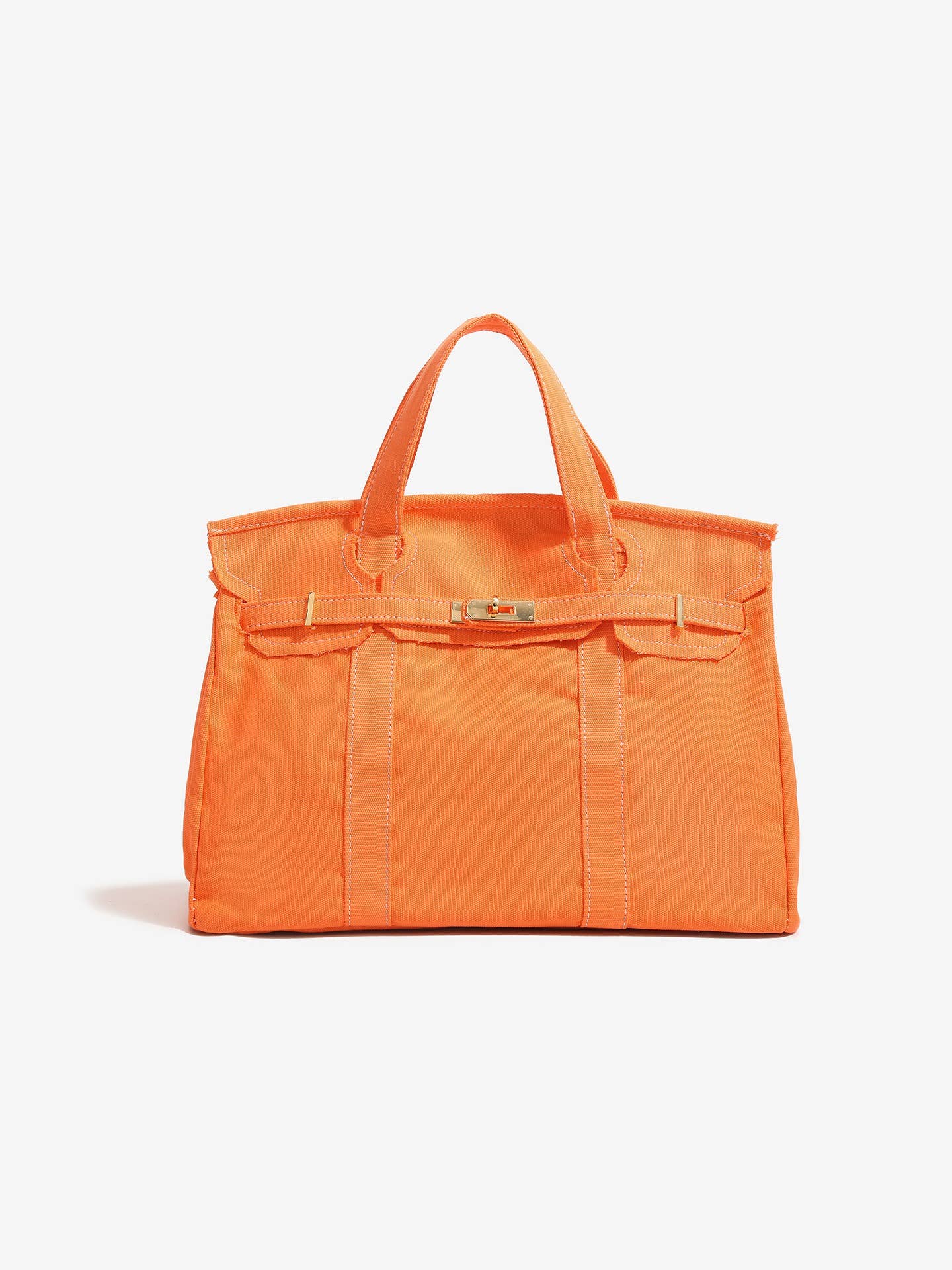 Handmade Premium Cotton Canvas Boat Bag Solid Color : Orange