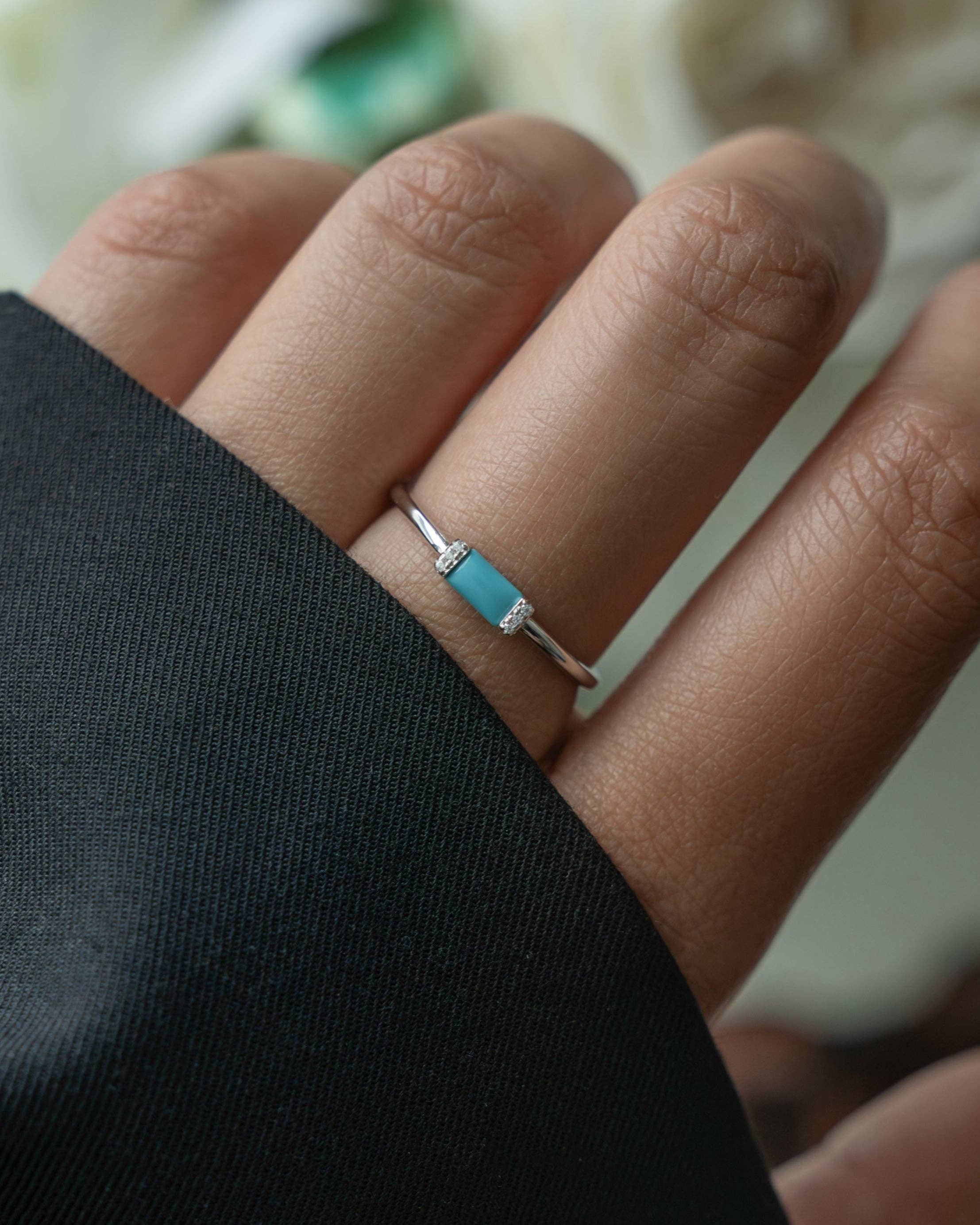 Turquoise Simple Baguette Ring