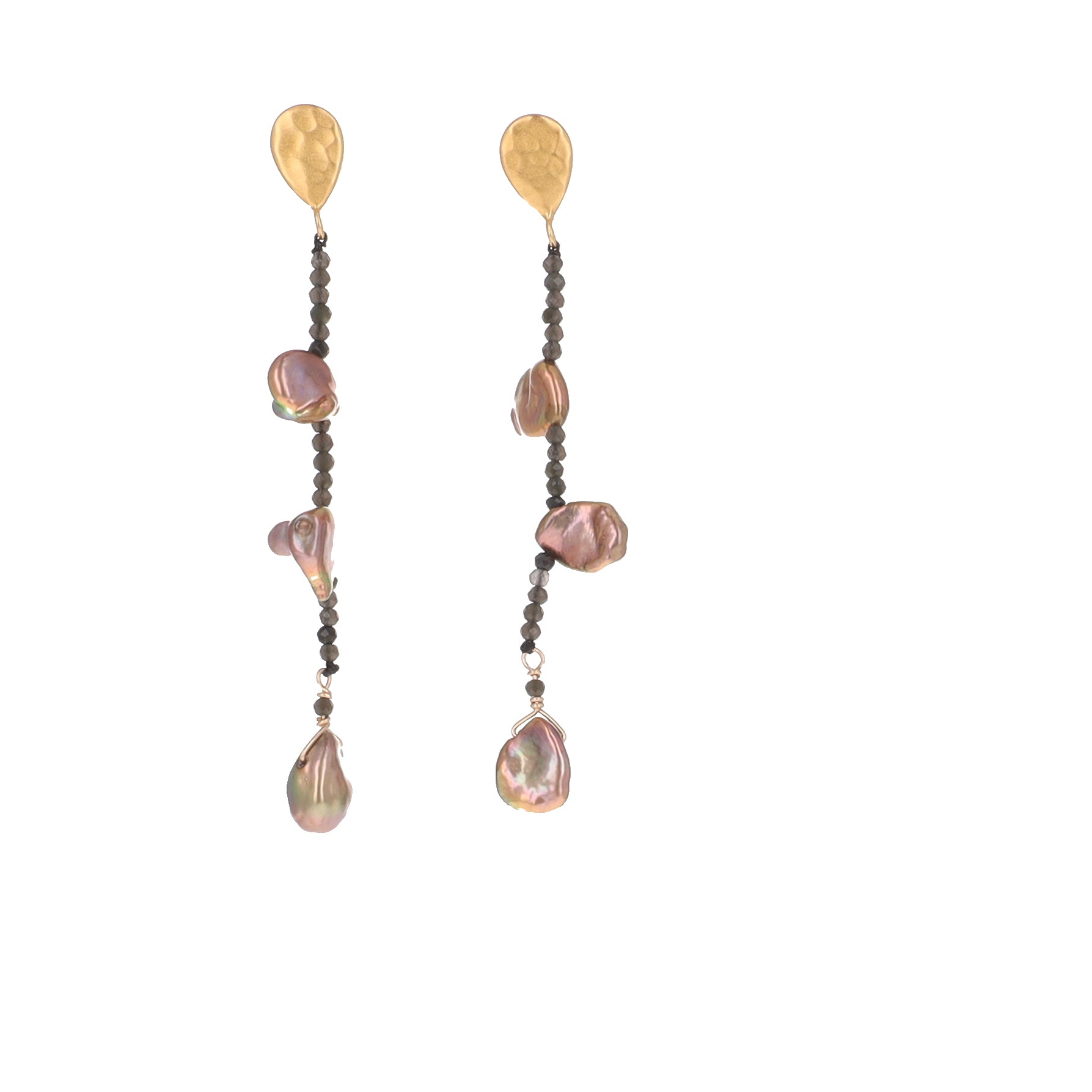 Wabi Sabi and Hematite Pearl Drop Earrings