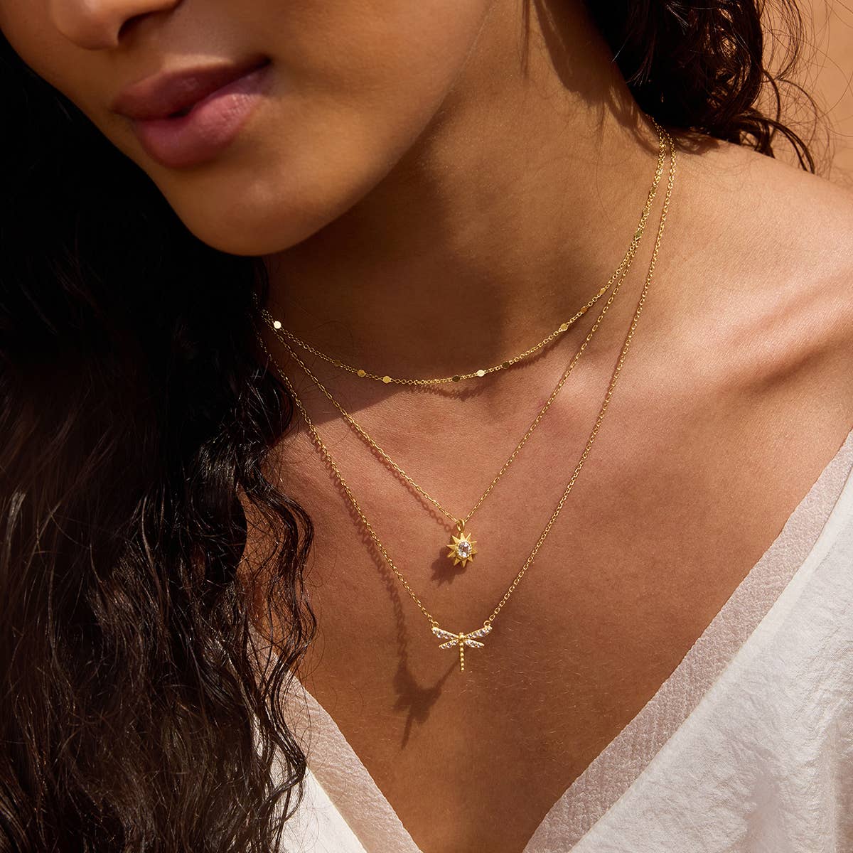 New Horizon White Topaz Sun Necklace 18"