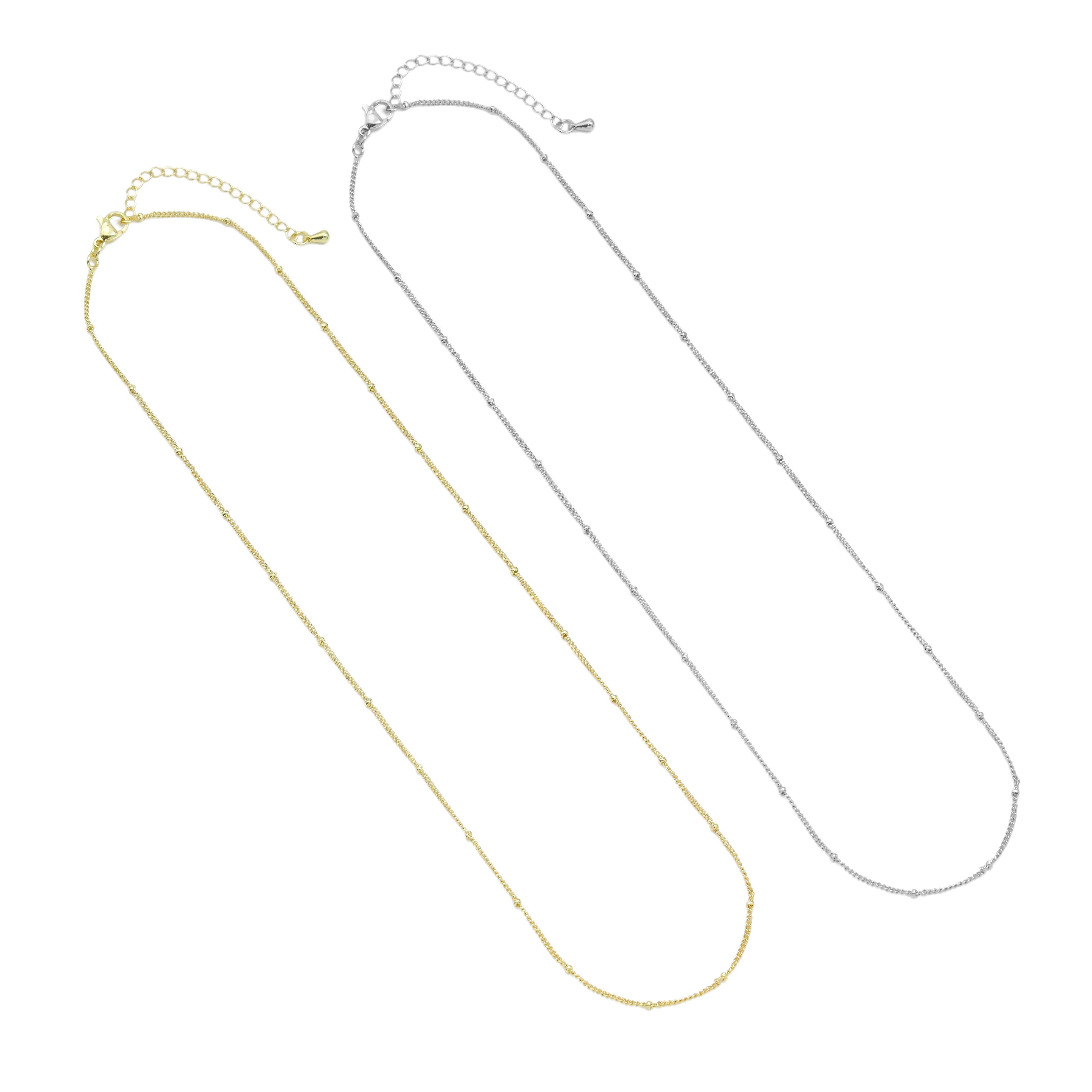 Gold Silver Danity Ball Adjustable Necklace, Sku#LX595: Gold