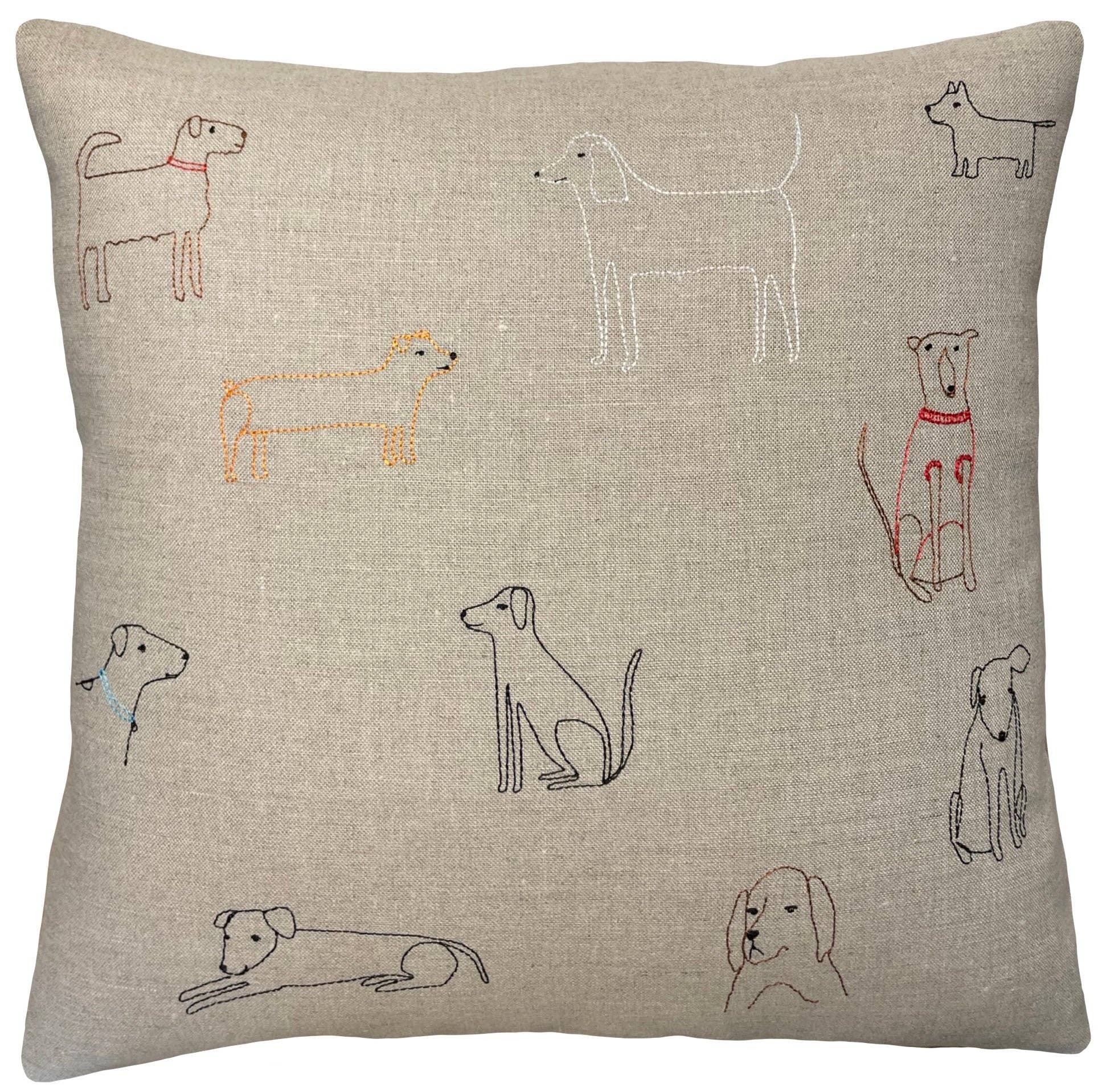 Dogs Pillow, Linen: 22" Dogs Pillows