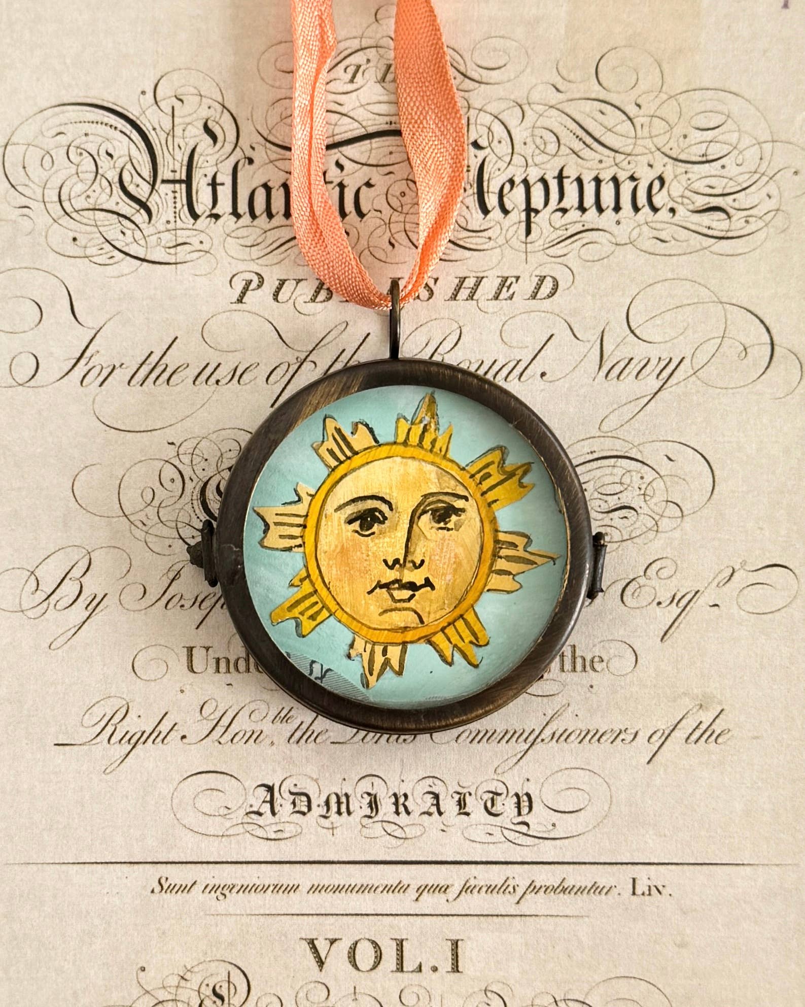 Clarus Sun ~ Art Locket Celestial Vintage Decor Handmade