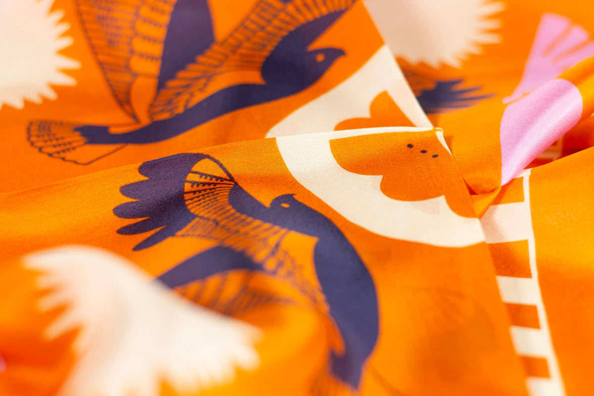 Soar & Sing Scarf | Silk Habotai Scarf | Women's Bandana: 26" x 26"