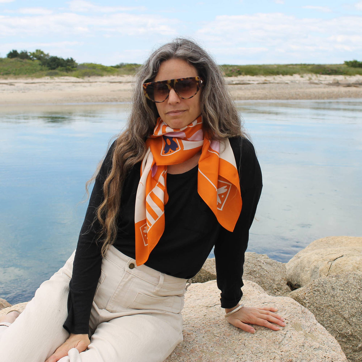 Soar & Sing Scarf | Silk Habotai Scarf | Women's Bandana: 26" x 26"