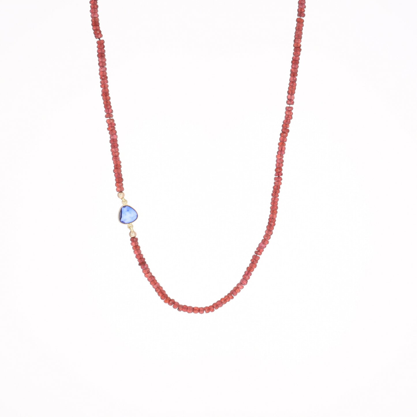 Garnet and Blue Sapphire Charm Necklace