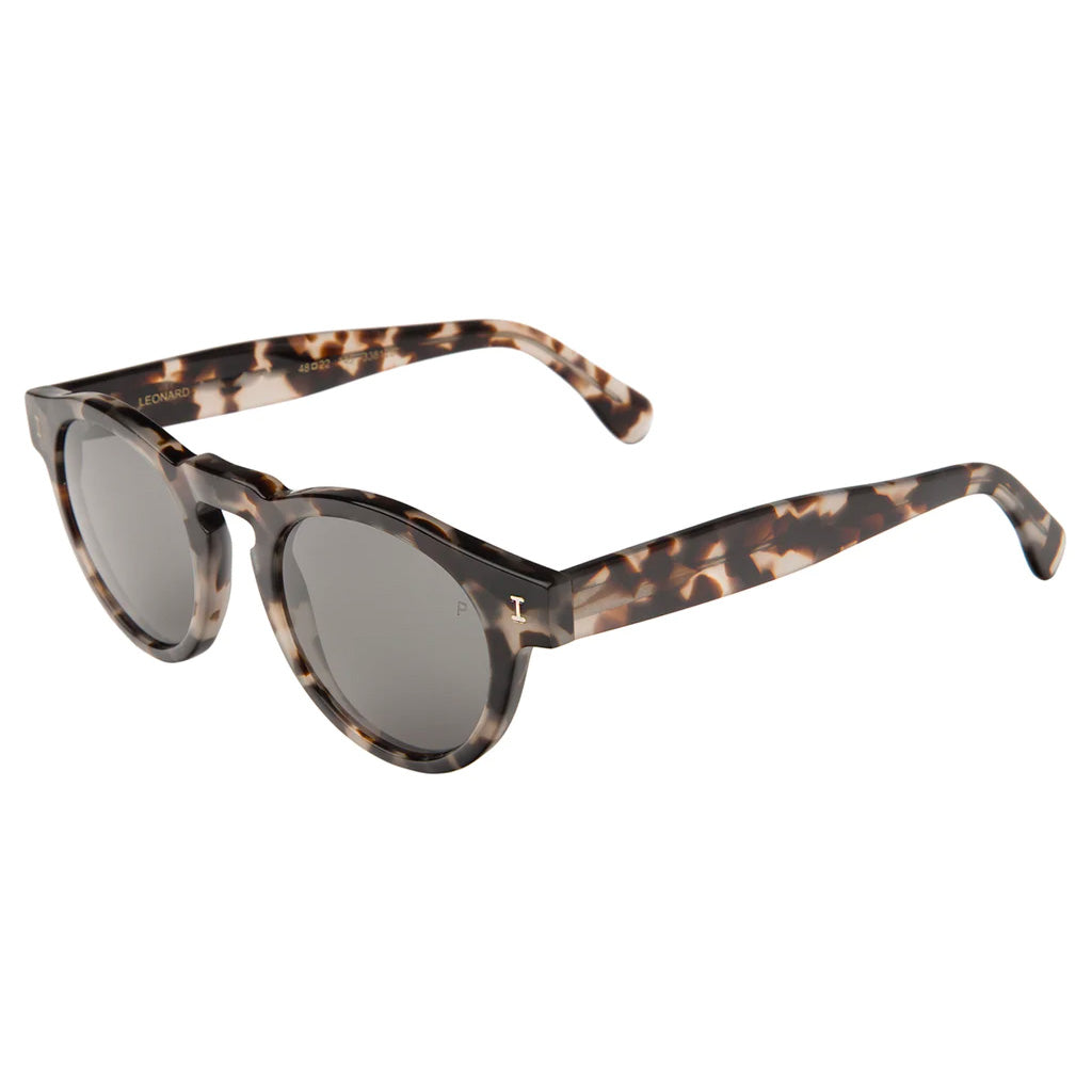 Leonard white tortoise w/ grey lenses