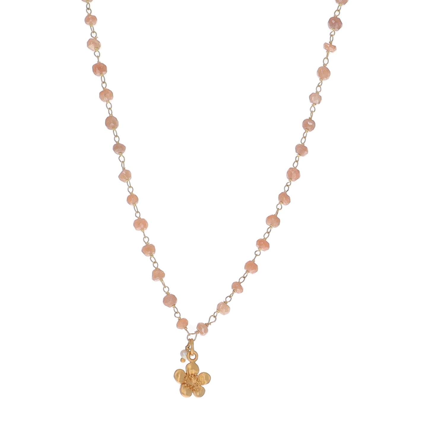 Pink Moonstone with Sugar Plum Charm Necklace