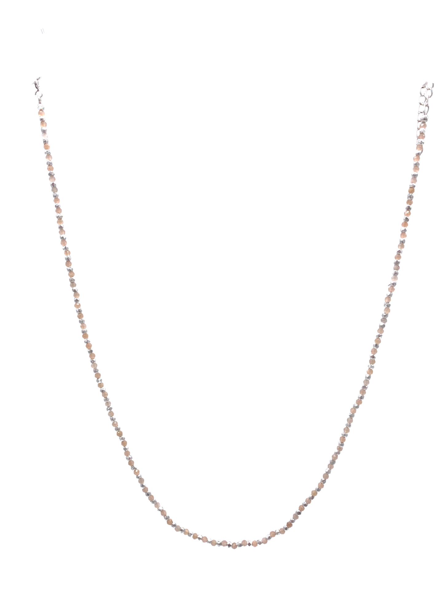 Rosequartz and Silver bead Adjustable Chain