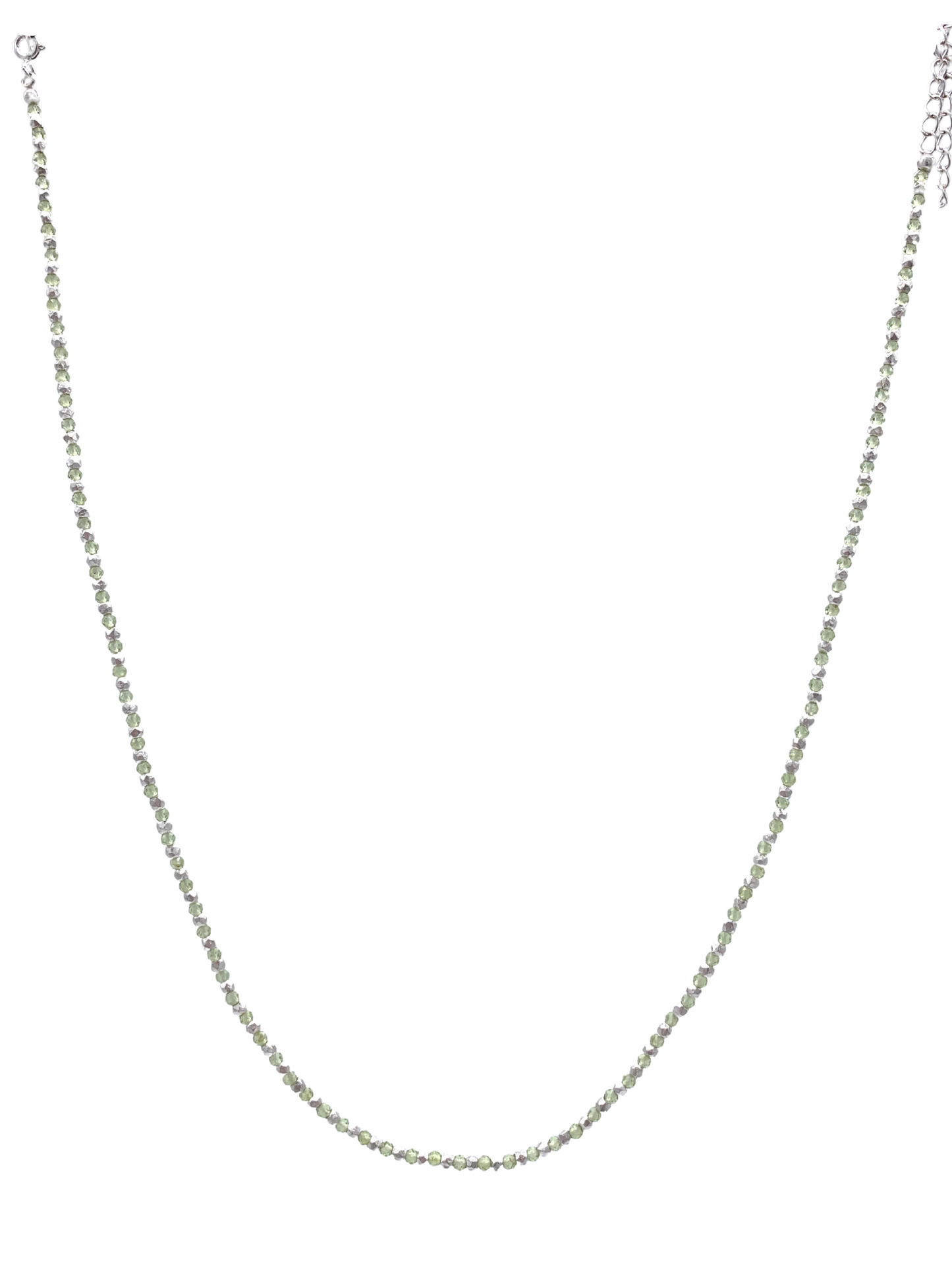 Peridot and Silver bead Adjustable Chain