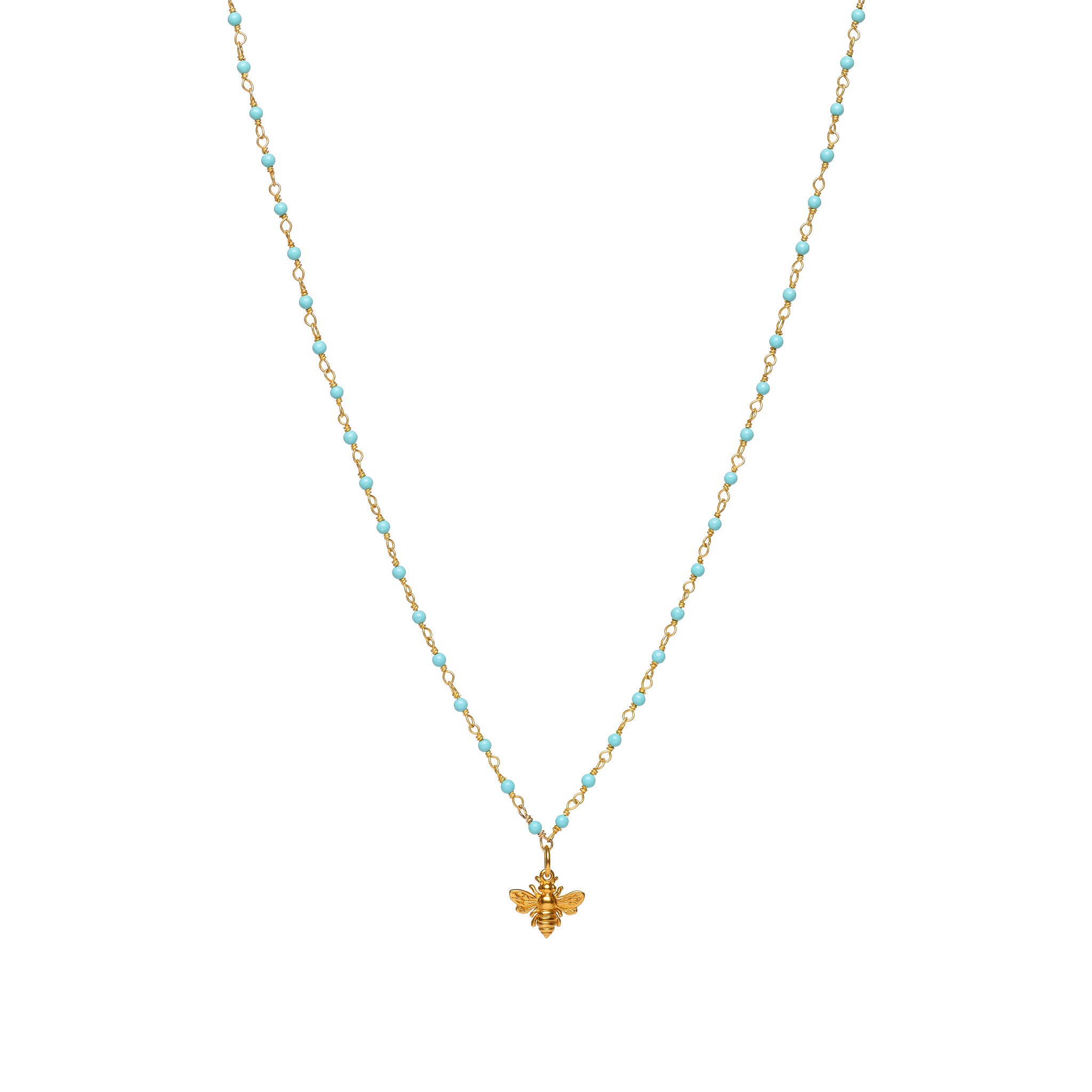 Bee Charm on Kingman Turquoise Necklace