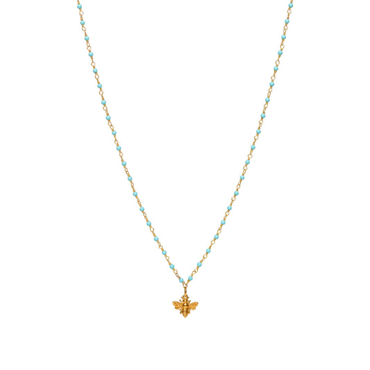 Bee Charm on Kingman Turquoise Necklace
