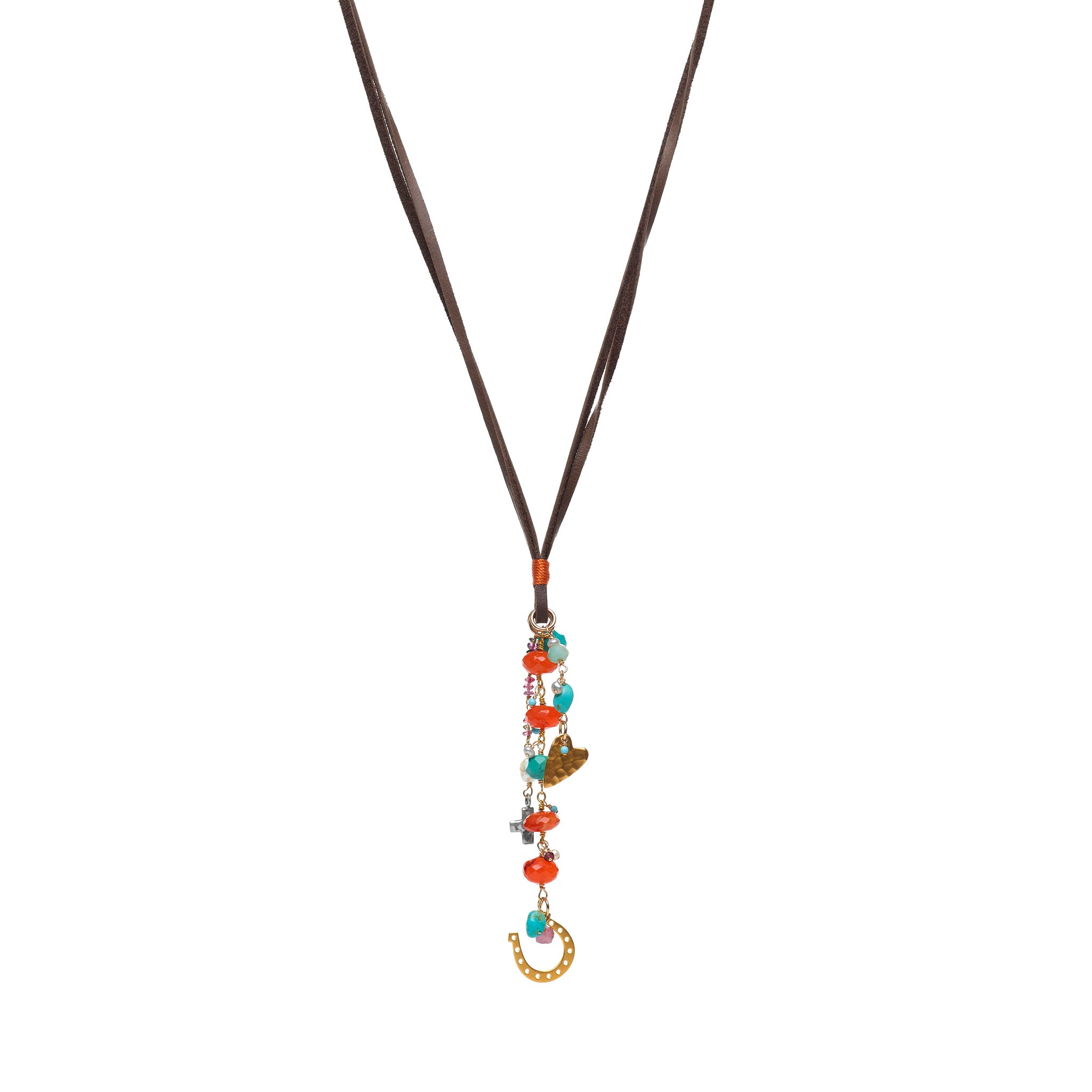 Mixed Charm Bundle on Suede with Carnelian and Turquoise
