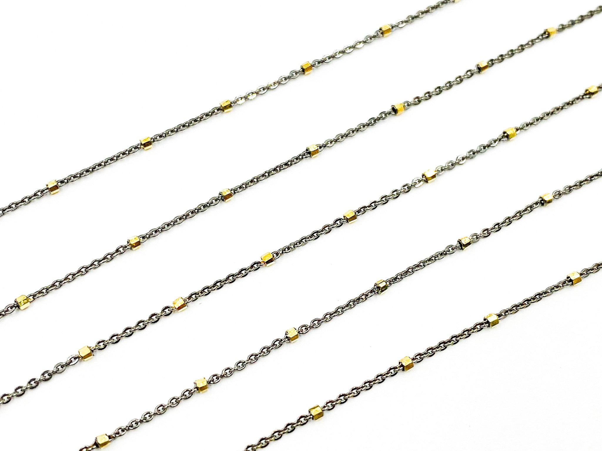 Oxidized Silver and Gold Box Chain