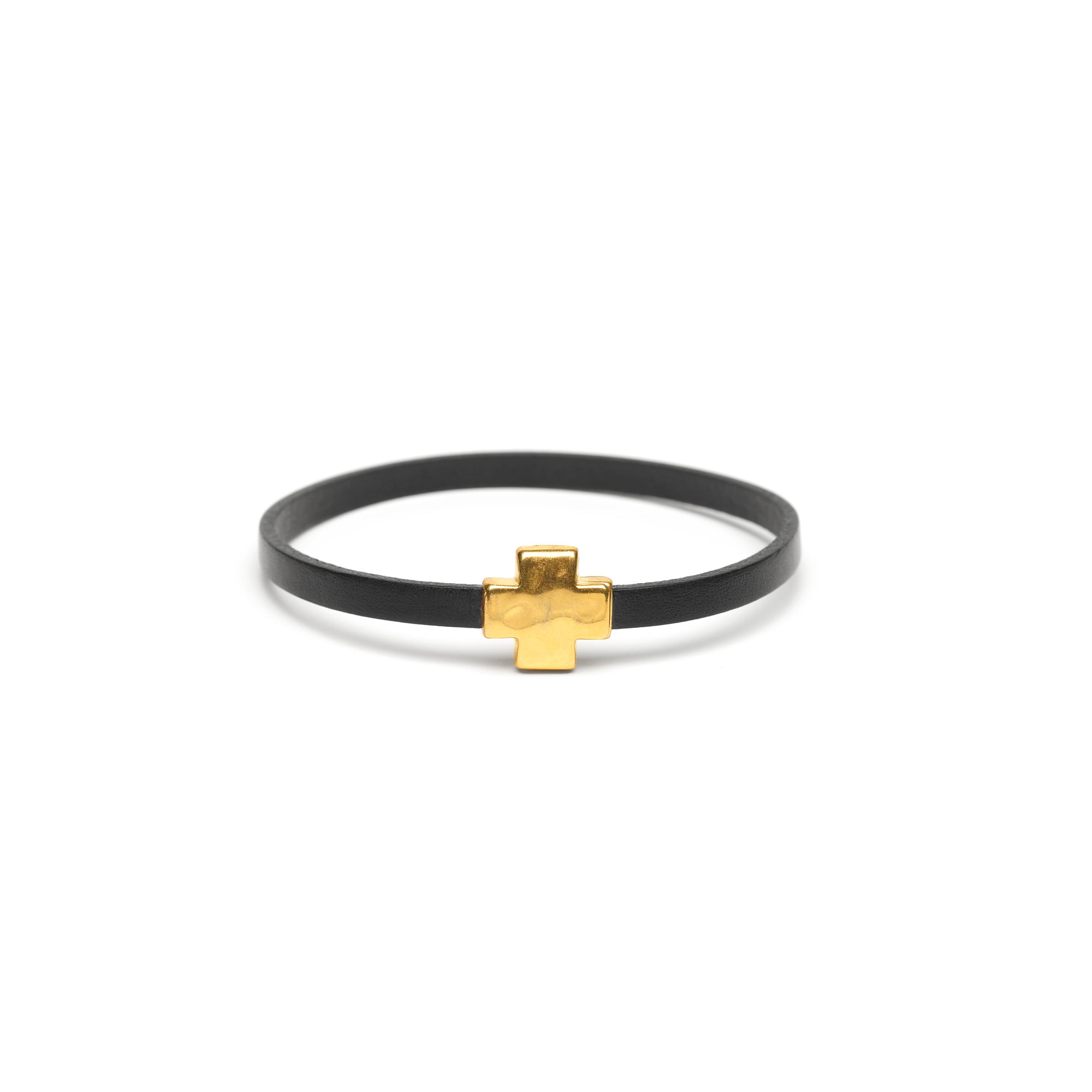 Black Single Wrap Bracelet with Gold Clasp