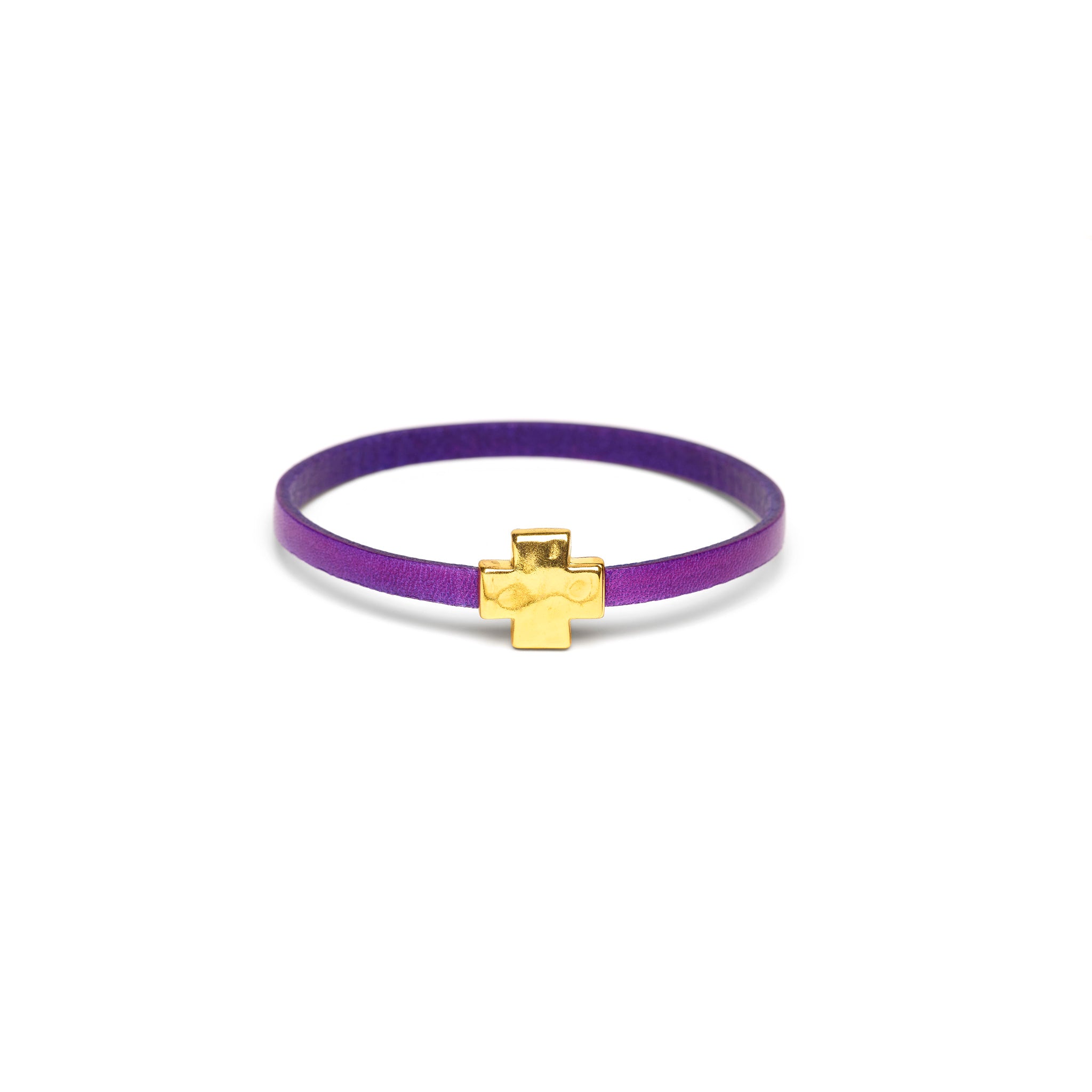 Purple Single Wrap Bracelet with Gold Clasp