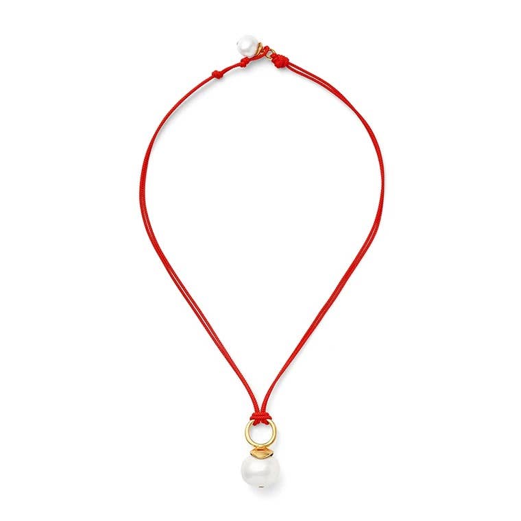 White Pebble Pearl Pendant ~ a Palette of Cords: Silver