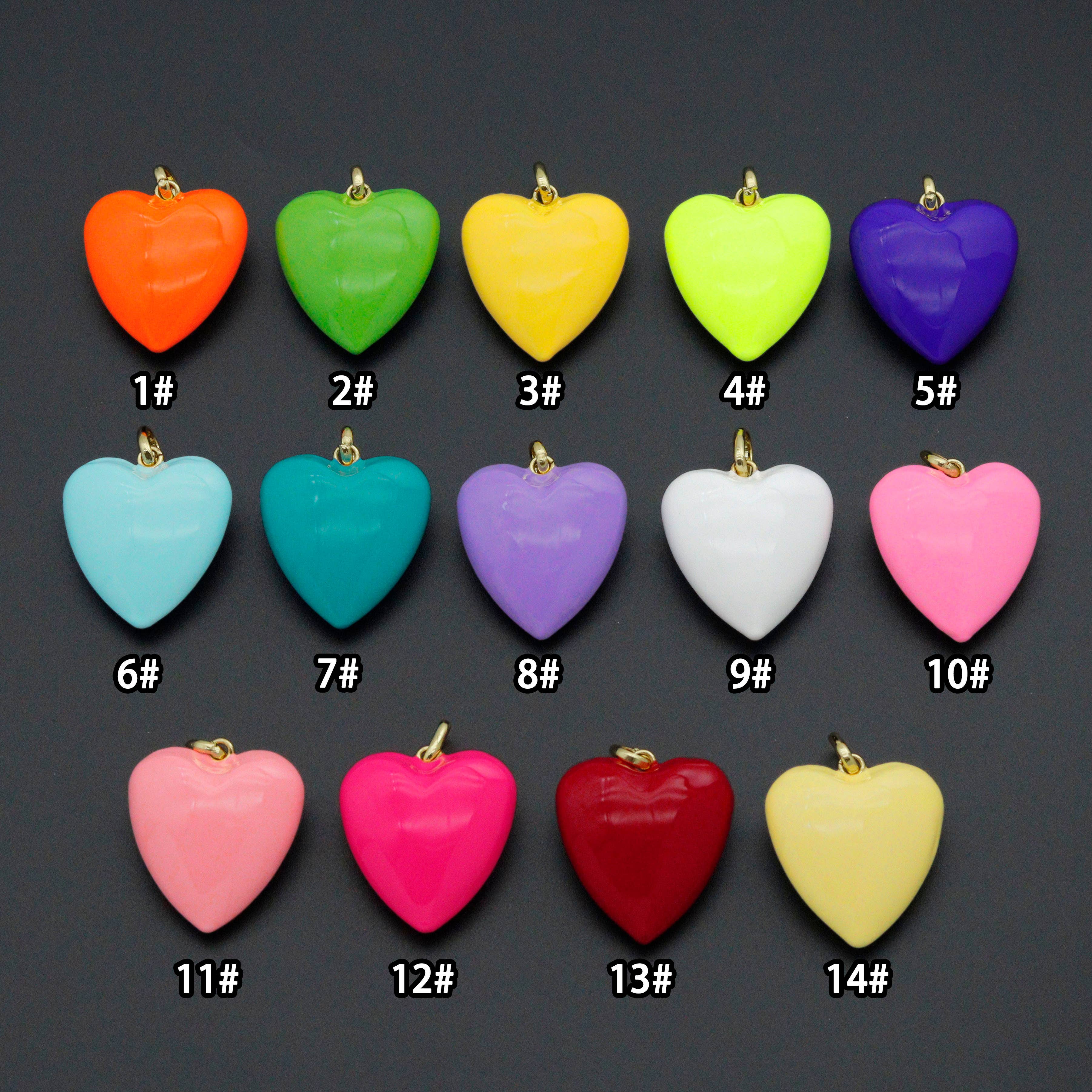 New colors!! Puffy Glossed Hearts Collection, Sku#LX998: 1# Orange