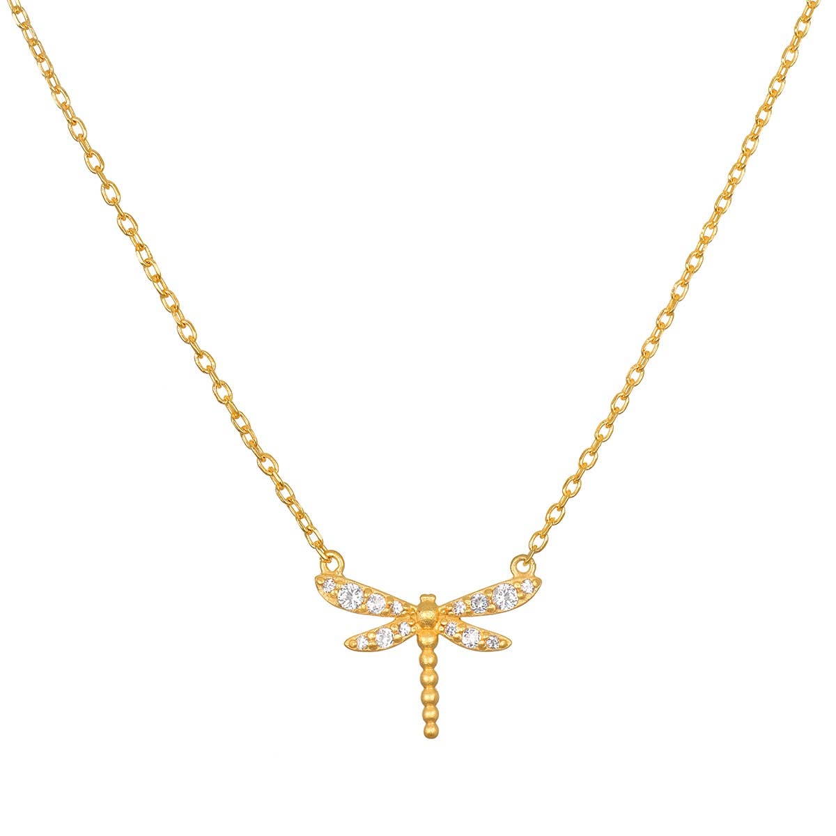 Transforming Spirit White Topaz Dragonfly Necklace 16"